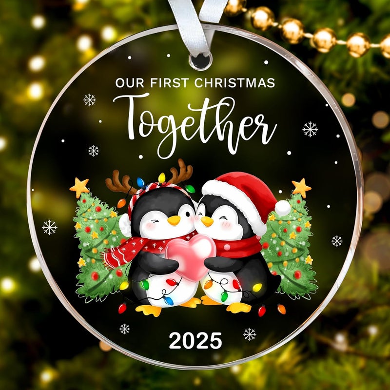 HEXMOZ First Christmas Together Ornament 2025 - Penguin Couples First Christmas Ornament - Couples Gifts for Him Her, Boyfriend Girlfriend, Married Couple Better Together Anniversary - Xmas Decoration - Image 1